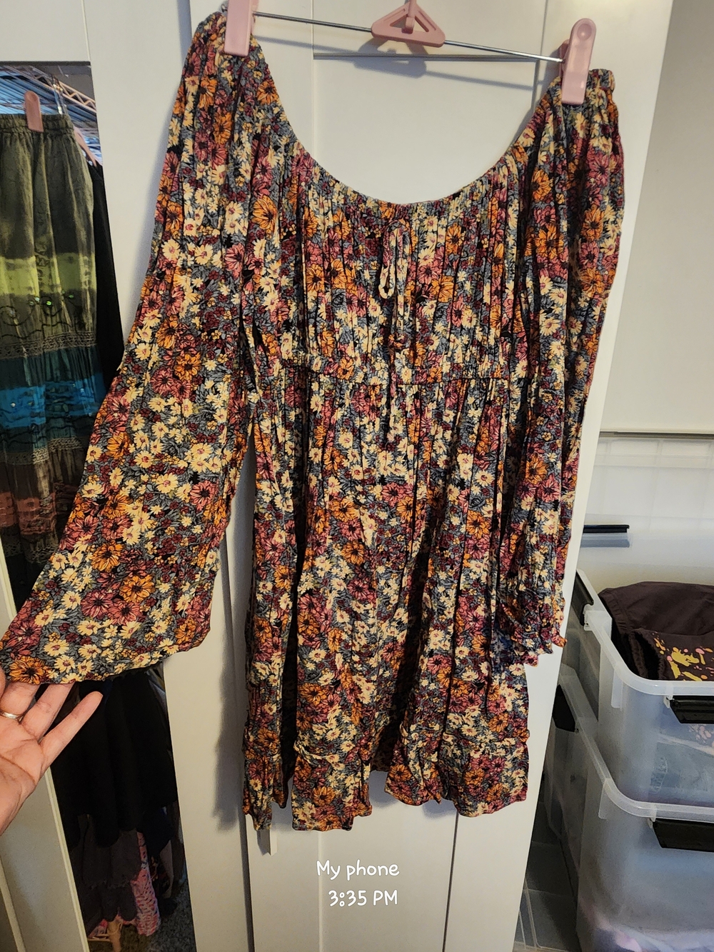 Rewind Floral Long Sleeve Boho Dress in Cream, Yellow, Purple